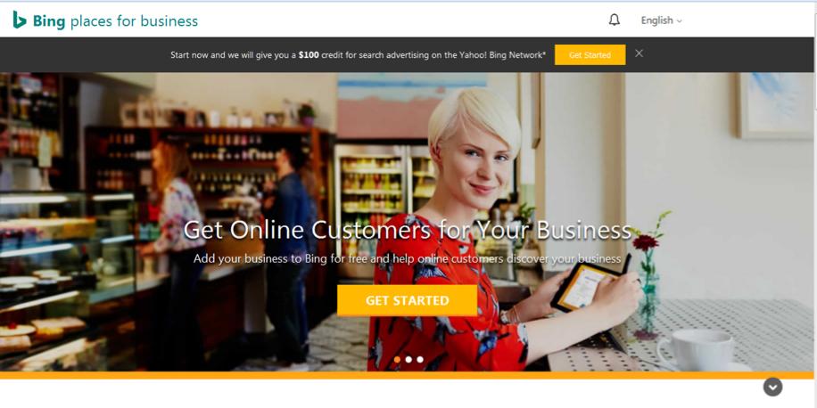 Bing Places for Business step 1