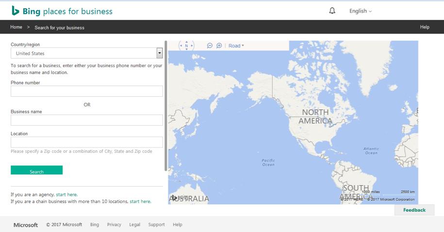 Bing Places for Business step 2