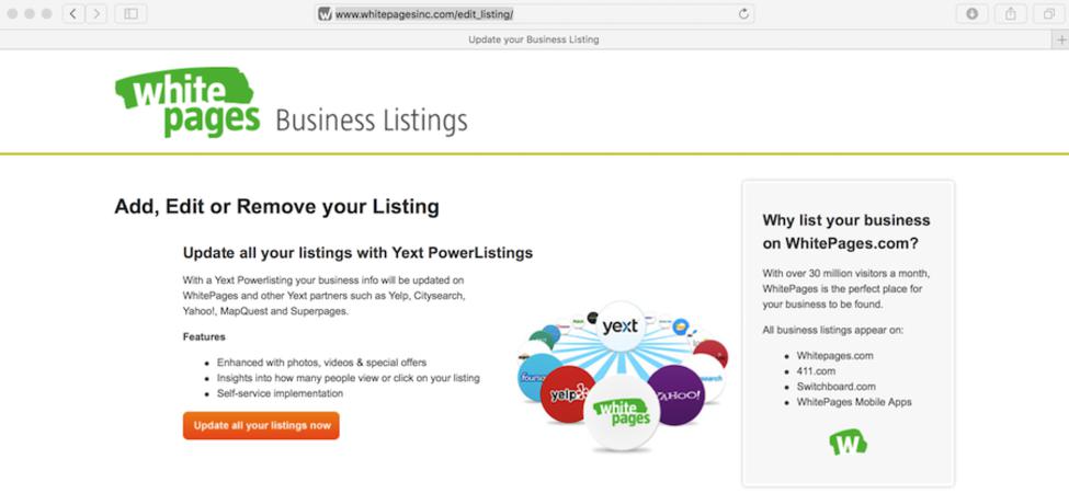 Whitepages step 1